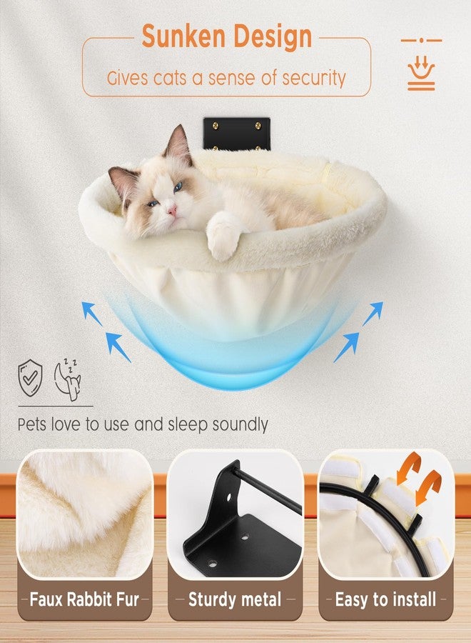 JUNSPOW Cat Hammock Wall Mounted, Foldable & Stable Cat Beds- Breathable Cats Wall Shelves for Sleeping, Playing, Climbing, and Lounging - Maximum Hold Up to 30lb（Cream,Faux Rabbit Fur） - Image 3